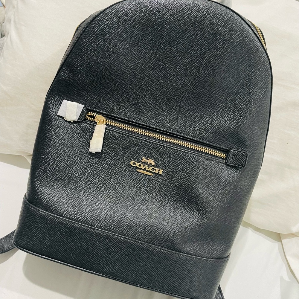 Coach Black and Gold Urban Leather Backpack